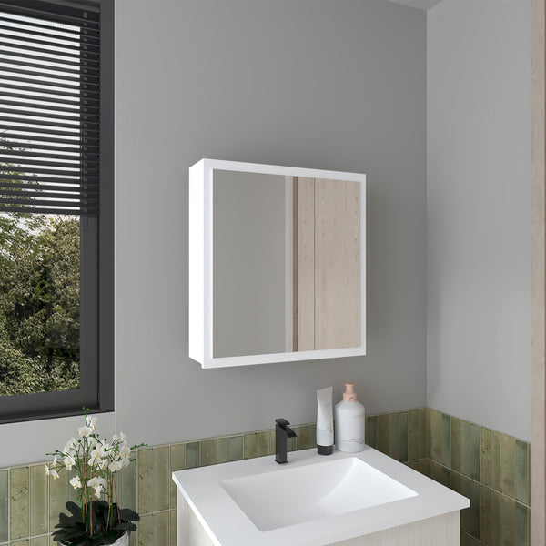 English Elm Medicine Compact Wall Cabinet with Mirror Door, Engineered Wood Storage, Durable, Space-Saving Design White 27.17 L x 24.8 W x 4.33 H B097P250884