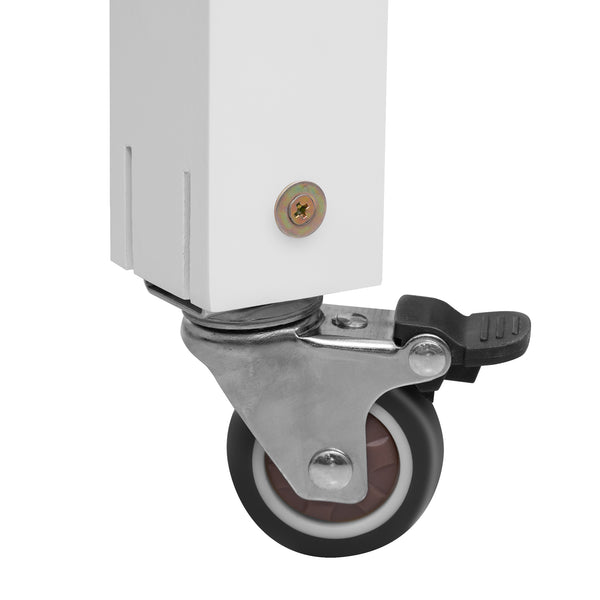 English Elm K&K 47 Inch Kitchen Island with Extendable Dining Table, Rolling Storage Cabinet, Built-In Power White N707P215327W