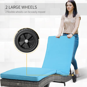 English Elm Outsunny Wicker Chaise Lounge Chair - Ergonomic Outdoor Pe Rattan Pool Lounger With 5-Level Backrest & Wheels W2225P229146-GIGA