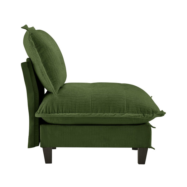 English Elm 73 Armless Chenille Modular Sofa Flexible Reconfigurable Seating for Modern Living Rooms Green W714P448384