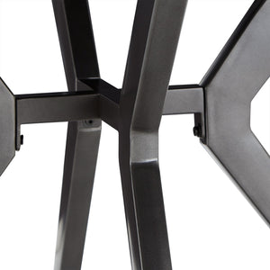 Krista 45 Inch Round Pine Veneer Dining Table with Metal Base Seats Four People