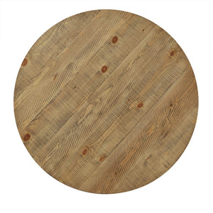 Krista 45 Inch Round Pine Veneer Dining Table with Metal Base Seats Four People