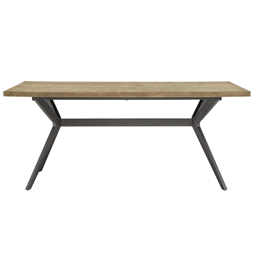 Homelegance Krista 70 Inch Rectangular Dining Table with Iron Trestle Base Seats up to Six Light Pine / Grey 634-70