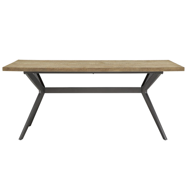 Homelegance Krista 70 Inch Rectangular Dining Table with Iron Trestle Base Seats up to Six Light Pine / Grey 634-70