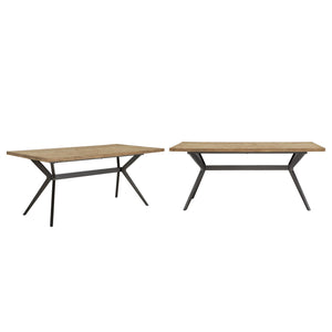 Krista 70 Inch Rectangular Dining Table with Iron Trestle Base Seats up to Six