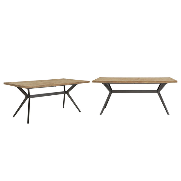Krista 70 Inch Rectangular Dining Table with Iron Trestle Base Seats up to Six
