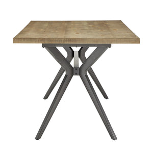 Krista 70 Inch Rectangular Dining Table with Iron Trestle Base Seats up to Six