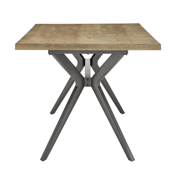 Krista 70 Inch Rectangular Dining Table with Iron Trestle Base Seats up to Six