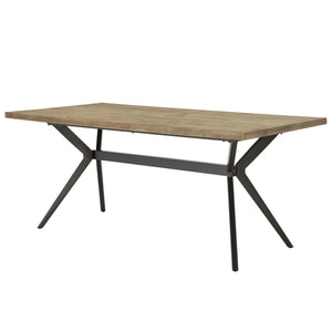 Krista 70 Inch Rectangular Dining Table with Iron Trestle Base Seats up to Six