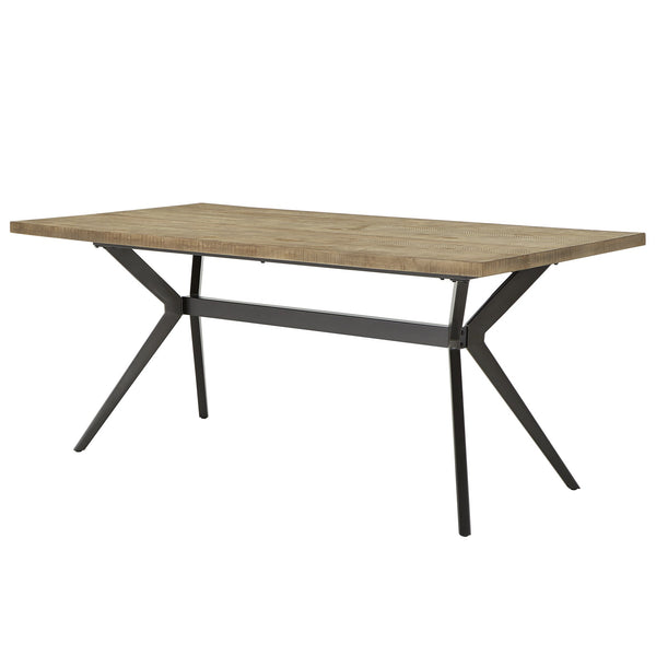 Krista 70 Inch Rectangular Dining Table with Iron Trestle Base Seats up to Six