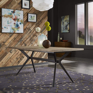 Krista 70 Inch Rectangular Dining Table with Iron Trestle Base Seats up to Six