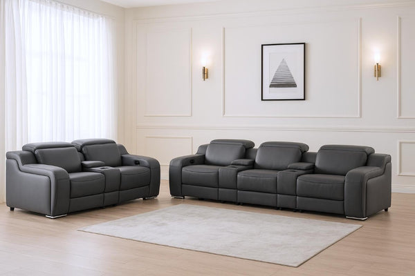 Two Piece Faux Leather Sectional Sofa Set Seating Five in Modern Living Room