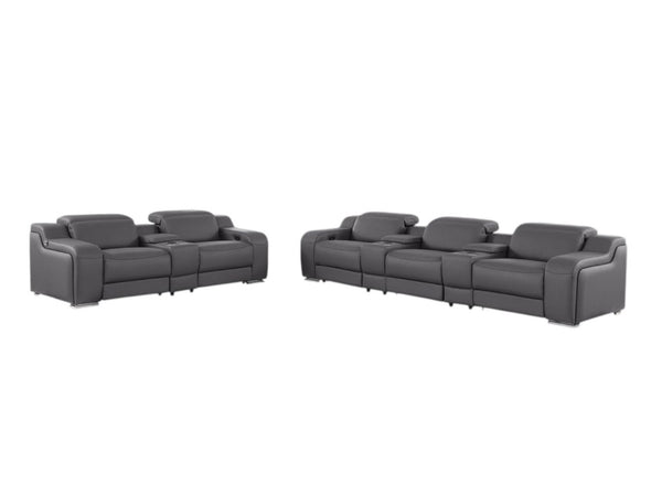 Two Piece Faux Leather Sectional Sofa Set Seating Five in Modern Living Room