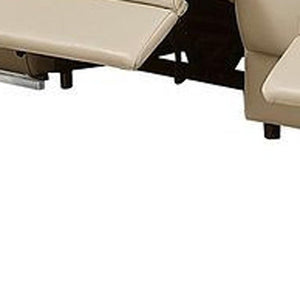 Two Piece Beige Leather Sectional Sofa Set Elegant Living Room Seating for Five