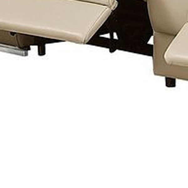 Two Piece Beige Leather Sectional Sofa Set Elegant Living Room Seating for Five
