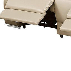 Two Piece Beige Leather Sectional Sofa Set Elegant Living Room Seating for Five