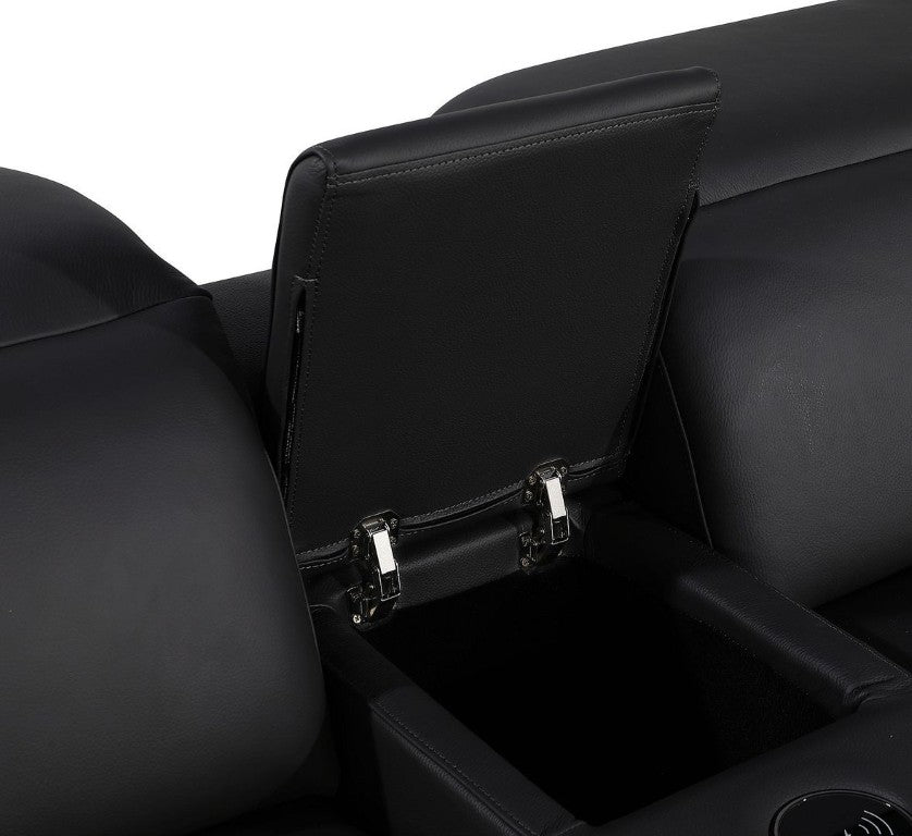 HomeRoots Two Piece Black Leather Sectional Sofa Set for Modern Living Room Comfort 634002
