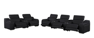 Two Piece Black Leather Sectional Sofa Set for Modern Living Room Comfort