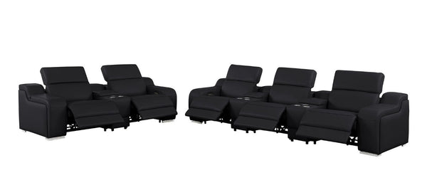 Two Piece Black Leather Sectional Sofa Set for Modern Living Room Comfort