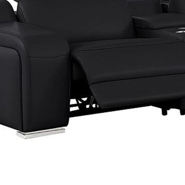 Two Piece Black Leather Sectional Sofa Set for Modern Living Room Comfort