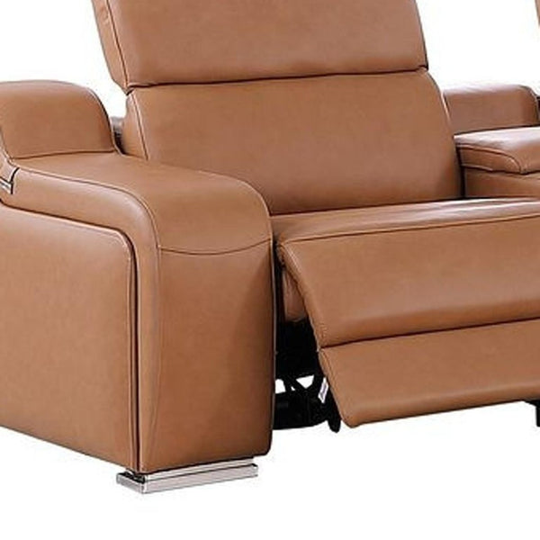 Two Piece Chestnut Leather Sofa Set Seating Five in a Warm Living Room