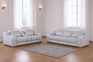 Two Piece Light Gray Leather Sectional Sofa Set for Spacious Living Room Comfort
