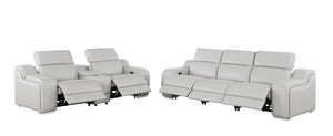 HomeRoots Two Piece Light Gray Leather Sectional Sofa Set for Spacious Living Room Comfort 634006