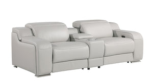 Two Piece Light Gray Leather Sectional Sofa Set for Spacious Living Room Comfort