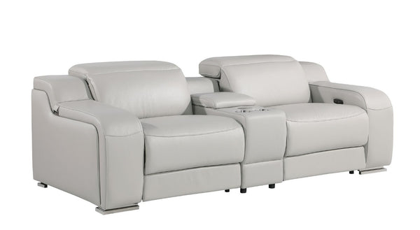 Two Piece Light Gray Leather Sectional Sofa Set for Spacious Living Room Comfort