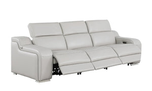 Two Piece Light Gray Leather Sectional Sofa Set for Spacious Living Room Comfort