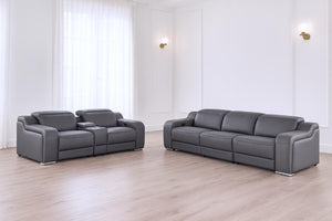 Two Piece Leather Sectional Sofa Set Seating Five in Modern Living Room Style