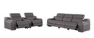 HomeRoots Two Piece Leather Sectional Sofa Set Seating Five in Modern Living Room Style 634007