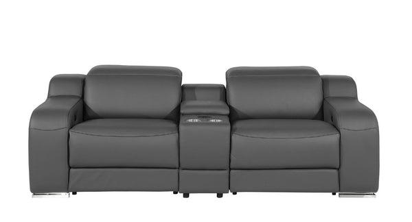 Two Piece Leather Sectional Sofa Set Seating Five in Modern Living Room Style