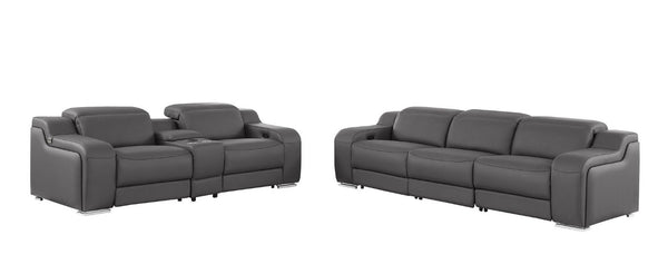 Two Piece Leather Sectional Sofa Set Seating Five in Modern Living Room Style