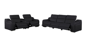 Two Piece Black Leather Sectional Sofa Set for Five with Bold Living Room Style