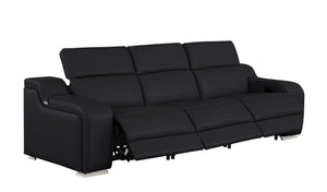 Two Piece Black Leather Sectional Sofa Set for Five with Bold Living Room Style