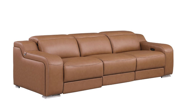 Two Piece Chestnut Leather Sectional Sofa Set for Spacious Living Room Comfort