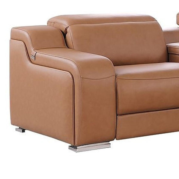 Two Piece Chestnut Leather Sectional Sofa Set for Spacious Living Room Comfort