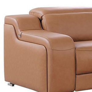 Two Piece Chestnut Leather Sectional Sofa Set for Spacious Living Room Comfort