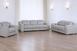 Three Piece Leather Sectional Sofa Set Seats Six for Modern Living Room Style