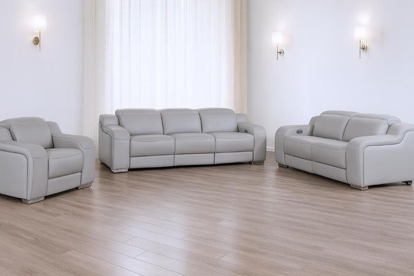Three Piece Leather Sectional Sofa Set Seats Six for Modern Living Room Style