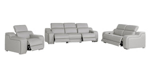 HomeRoots Three Piece Leather Sectional Sofa Set Seats Six for Modern Living Room Style 634013