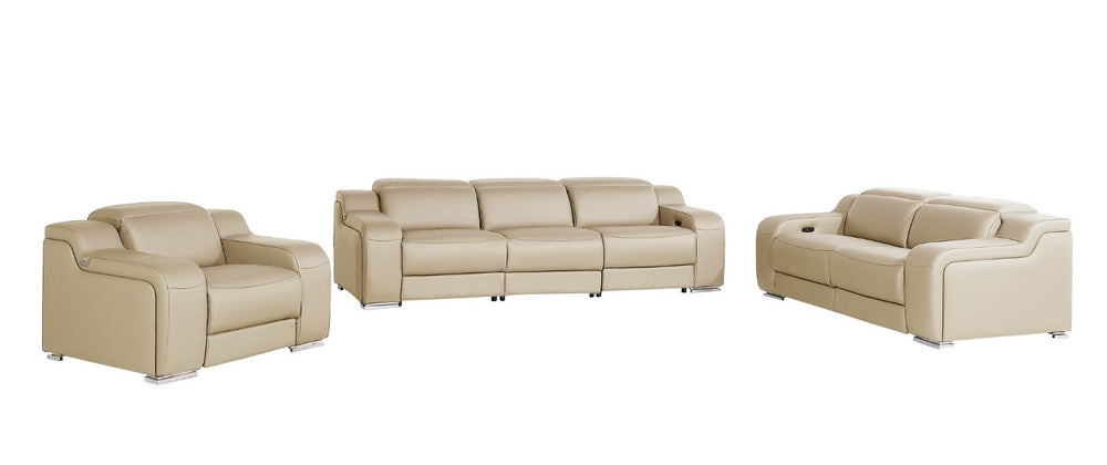 HomeRoots Three Piece Leather Sectional Sofa Set for Comfortable Living Room Lounging 634015