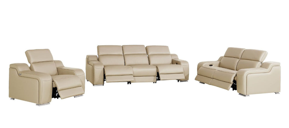 HomeRoots Three Piece Leather Sectional Sofa Set for Comfortable Living Room Lounging 634015