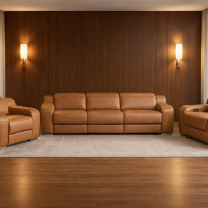 Three Piece Leather Sectional Sofa Set for Stylish Living Room Seating Comfort