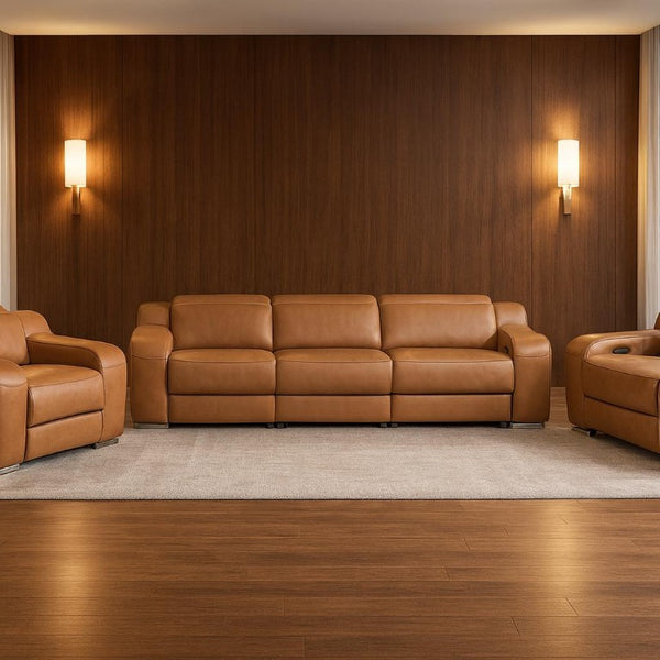 Three Piece Leather Sectional Sofa Set for Stylish Living Room Seating Comfort