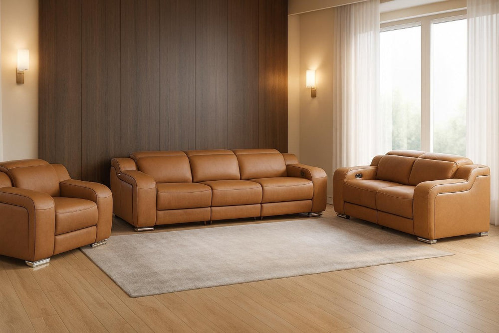 HomeRoots Three Piece Leather Sectional Sofa Set for Stylish Living Room Seating Comfort 634016