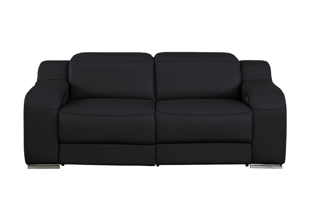 HomeRoots Three Piece Black Leather Sectional Sofa Set Seating Six in Modern Living Room 634017