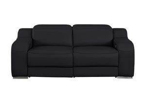Three Piece Black Leather Sectional Sofa Set Seating Six in Modern Living Room