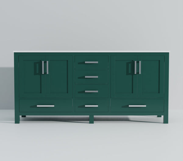 English Elm Green Double Bath Vanity 72 in W x 22 in D with Cultured Marble Top — Solid Wood, Soft-Close, Ample Storage, Scratch-Resistant Surface B2731P259120